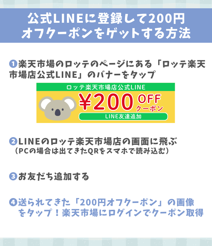 ロッテ楽天市場店のLINEお友達登録の仕方